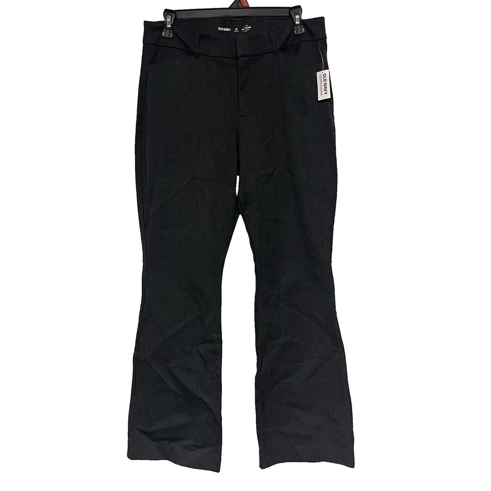 NWT Old Navy Womens High Rise Pixie Flare Dress Pants Size 12 Petite Dark Gray